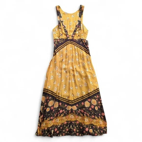 Free People Sunrise Oblivion Maxi Dress Antique Gold Sz 8 - Picture 5 of 11